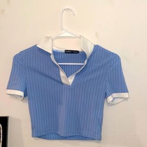 Blue button up crop top from shein!